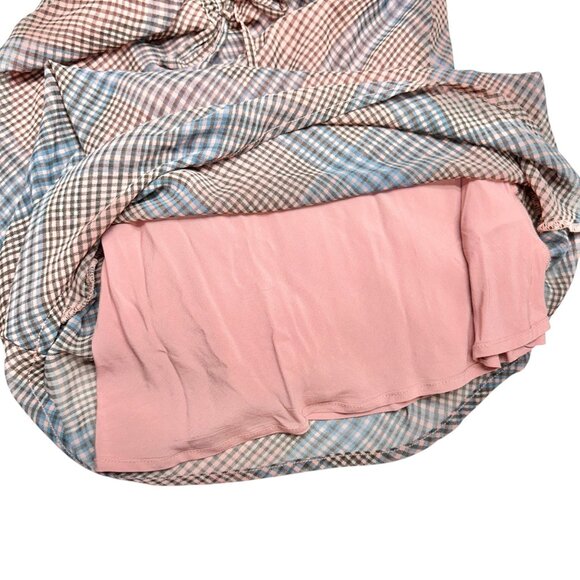 Aéropostale Womens Plaid Slip Dress S Dusty Rose and Blue Lined Rayon Polyester - Picture 10 of 10
